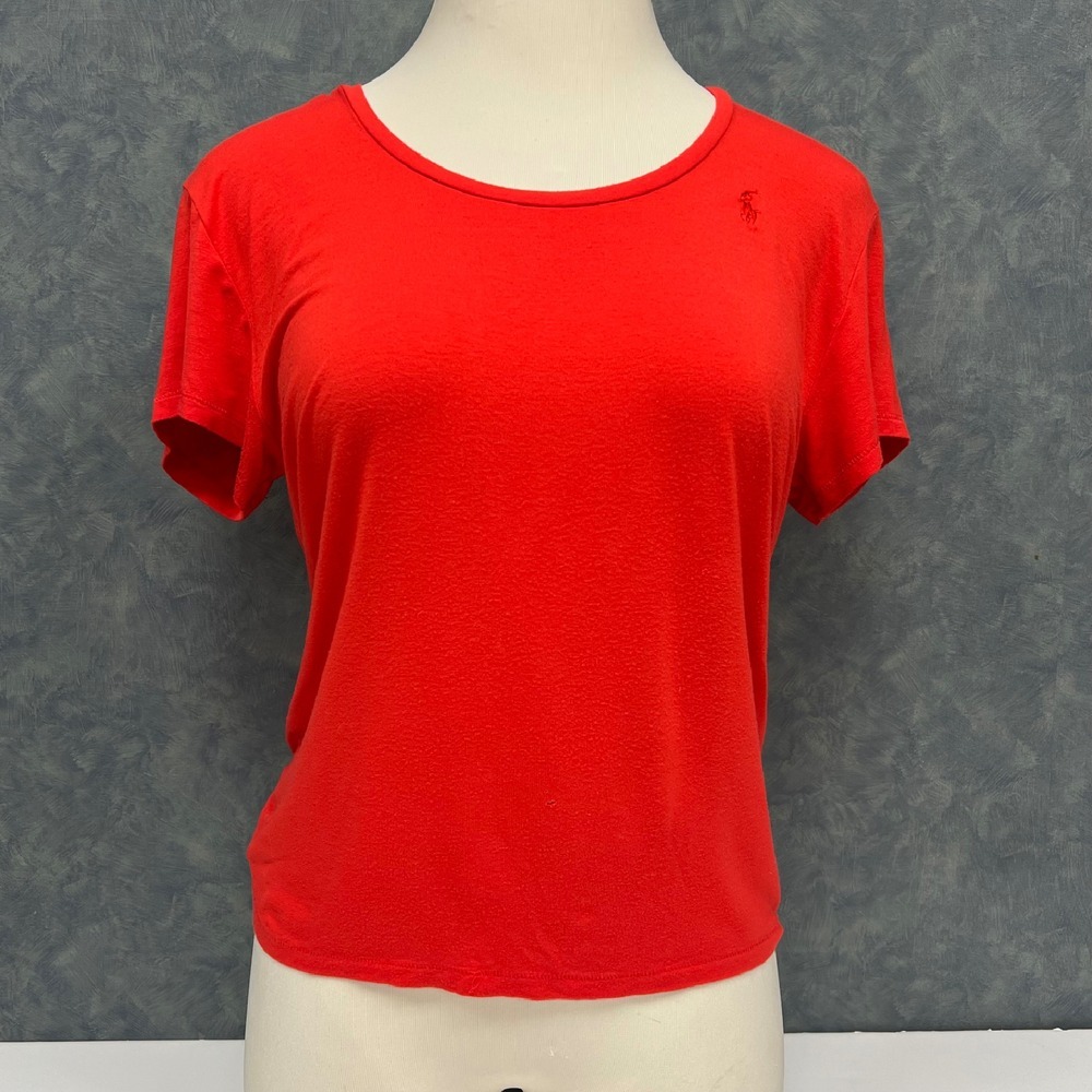 Ralph Lauren Sport Red T-Shirt Short Sleeve Casual Top Women's Size L *FLAW